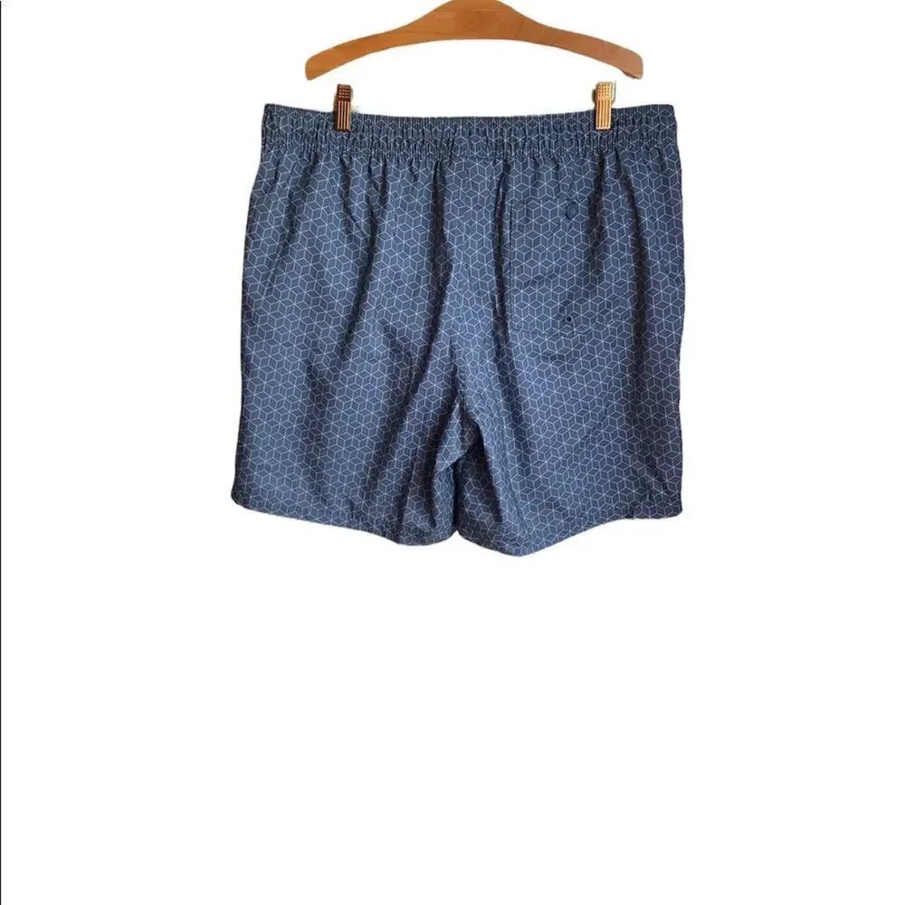 GOODFELLOW & CO Men’s Blue Abstract Fully Lined Swim Trunks / Size: Large